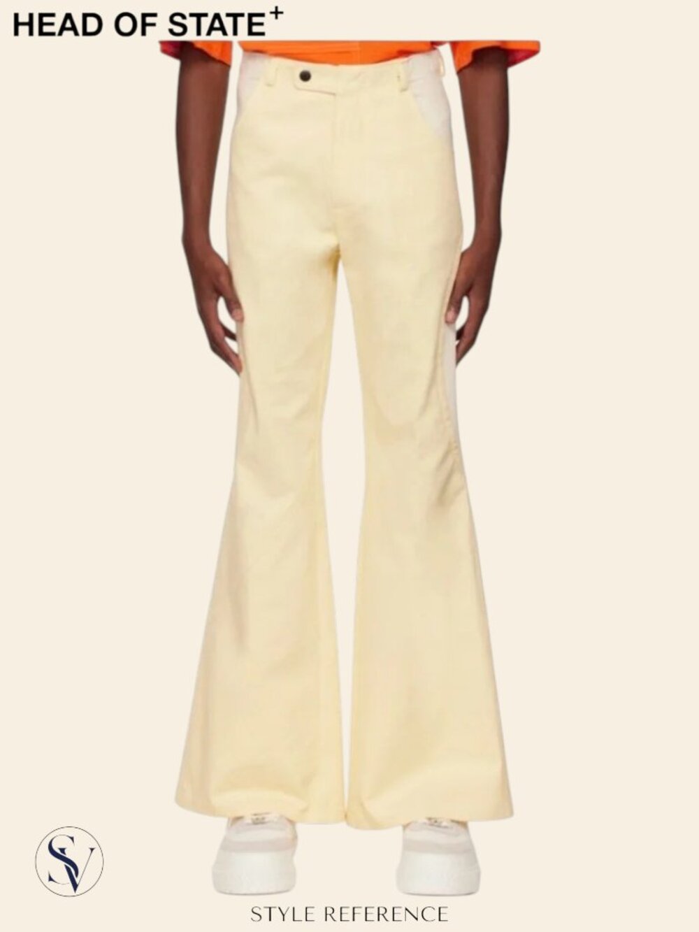 Head of State Ojo Cream White Colorblock Trousers Size 31